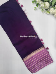 8 LINE BORDER ASSAM SILK SAREE PURPLE PINK