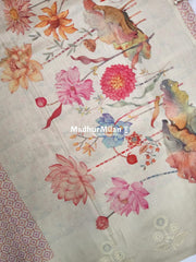 SEMI TUSSER EMBROIDERY BORDER SAREE PINK