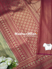 KALANJALI TISSUE SILK SAREE DUSTY GREEN PINK