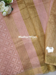 EMBROIDERY KORA SILK COTTON SAREE ONION PINK