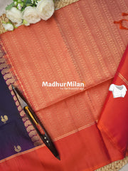 BUTTA BODER SOFT SILK SAREE NAVY BLUE PEACH