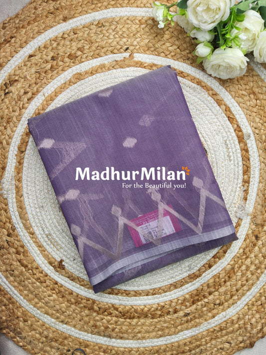 KOVAI ZIG ZAG BORDER SILK COTTON SAREE DUSTY PURPLE