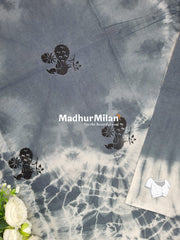 CHUNADI BLOCK PRINTED COTTON SAREE GREY