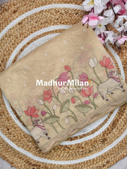 LENIN TISSUE WORK SAREE DUSTY GOLD