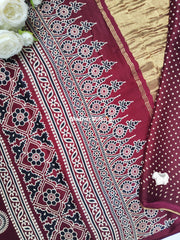 AJRAKH PRINT GAJI MODAL SAREE BROWN