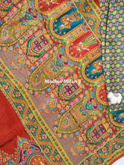 PASHMINA BROCADE SAREE RUST