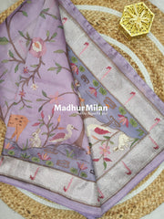 JAAL EMBROIDERY TISSUE ORGANZA SAREE LAVENDER