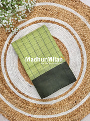 KAJOL CHECKS SAREE DUSTY PISTA GREEN