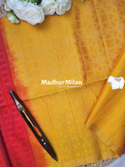 JAAL BODY PIPPING BORDER SOFT SILK SAREE PEACH YELLOW