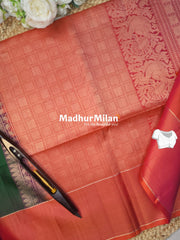 STRIPES BORDER BUTTA SOFT SILK SAREE GREEN PEACH