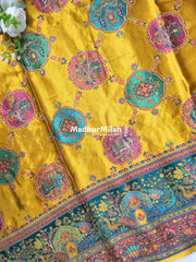 PASHMINA SATIN BROCADE SAREE MUSTARD