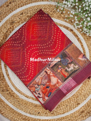 BANDHEJ DIGITAL MONGA SAREE PINK