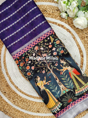 CHITRA PRINTS CREPE SAREE PURPLE GREY