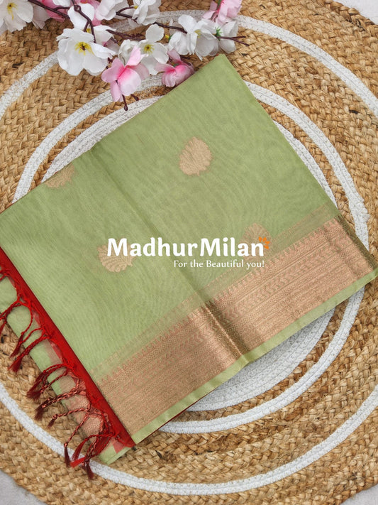 KOVAI SILK COTTON SAREE PISTA RED