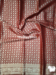 MAYA BANARASI CREPE PLAIN BODY GOLD JARI BORDER SAREE COFFEE