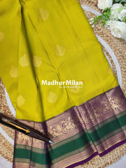 KANCHI BUTTA BORDER SAREE LEMON MAGENTA