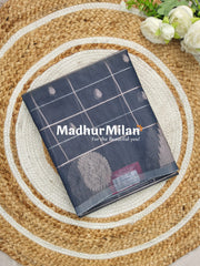 KOVAI CHECKS BUTTA SILK COTTON SAREE DUSTY NAVY BLUE