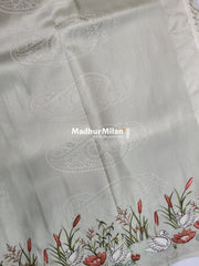 SOFT SILK EMBROIDERY WORK SAREE WHITE