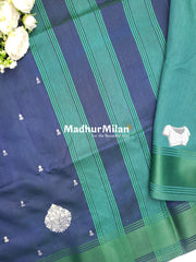RAW SILK WORK SAREE GREEN
