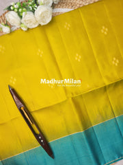 STRIPES BORDER BUTTA SOFT SILK SAREE LEMON YELLOW FIROZI