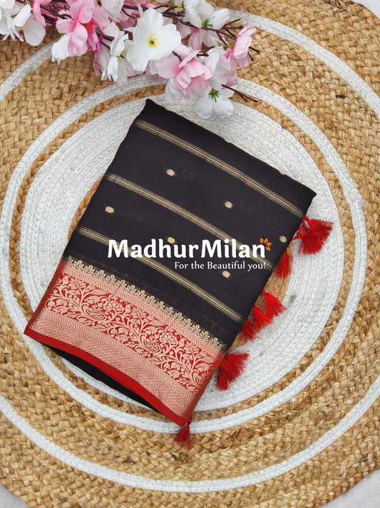 DISPUR SILK SAREE BLACK RED