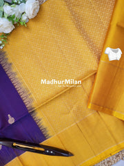 STRIPES BORDER BUTTA SOFT SILK SAREE PURPLE YELLOW