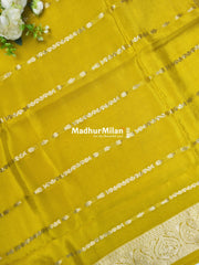 BANARASI RUSSIAN CREPE SAREE LEMON YELLOW