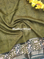 MODAL SILK SAREE PRINTED MEHNDI GREEN