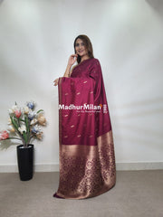 TULSI MALAI SILK SAREE WINE