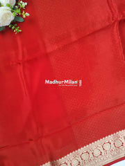 BANARASI RUSSIAN CREPE SAREE RED