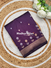 SUNFLOWER MALAI SILK SAREE DARK INDIGO