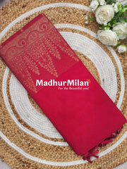 SUTI EMBOSE BORDER COTTON SAREE PINK