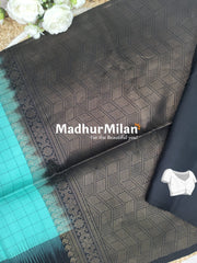UPPADA SOFT SILK SAREE AQUA GREEN BLACK
