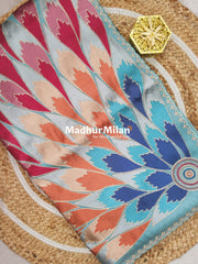 FLORAL EMBROIDERY TISSUE ORGANZA SAREE DUSTY RAMA