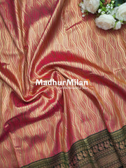 KALANJALI TISSUE SILK SAREE DUSTY RED GREEN