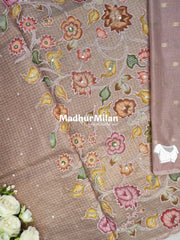 TISSUE KOTA WORK SAREE DUSTY PEACH