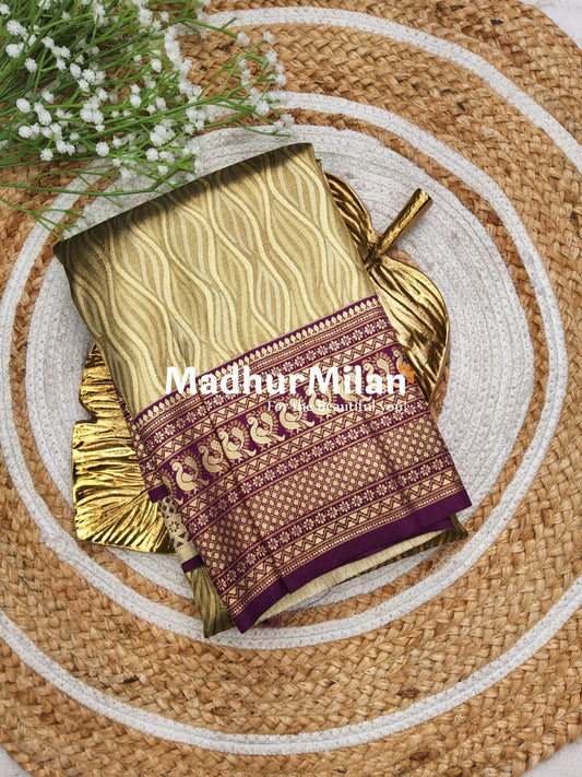 KALANJALI TISSUE SILK SAREE DUSTY BROWN PURPLE