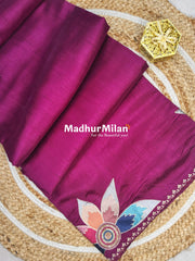 FLOWER BEAUTY RAW SILK SAREE WINE