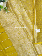 BANARASI RUSSIAN CREPE SAREE LEMON YELLOW