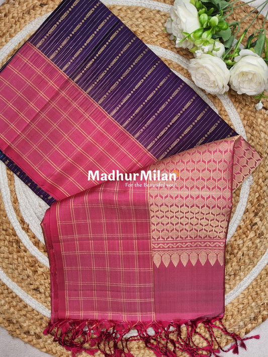 POORVIKA UPPADA SOFT SILK SAREE VOILET LIGHT PINK