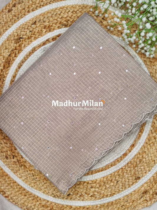 TISSUE KOTA WORK SAREE DUSTY ROSE