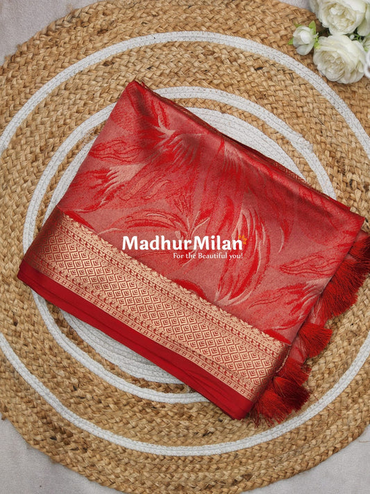 DHARINI BRASSO SAREE RED