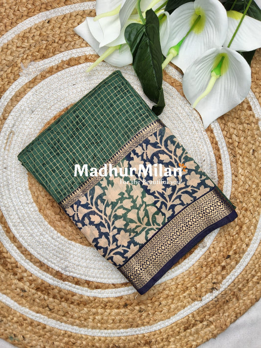 MODAL SILK SAREE PRINTED GREEN