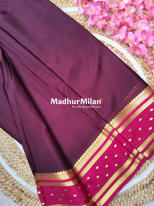 BENTEX BUTTA BORDER PURE CREPE SILK SAREE WINE PINK