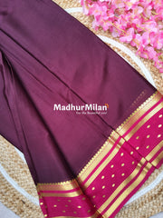 BENTEX BUTTA BORDER PURE CREPE SILK SAREE WINE PINK