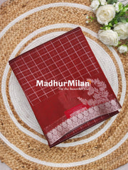 KOVAI MULTY CHECKS BUTTA BORDER SILK COTTON SAREE BRICK RED