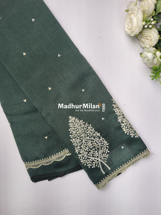 KUSHI SILK EMBROIDERY WORK SAREE AMAZON