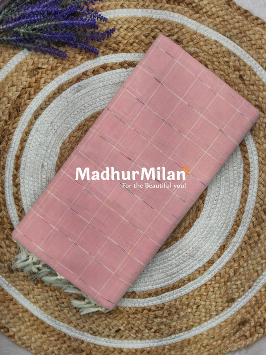 BENGALI CHECKS COTTON SAREE PINK