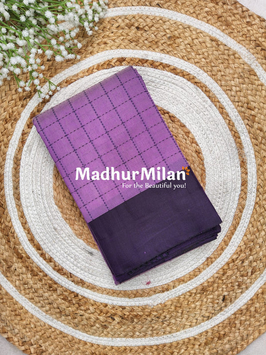 KAJOL CHECKS SAREE DUSTY PURPLE