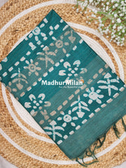 BHAGALPURI BATIC PRINT SAREE GREEN